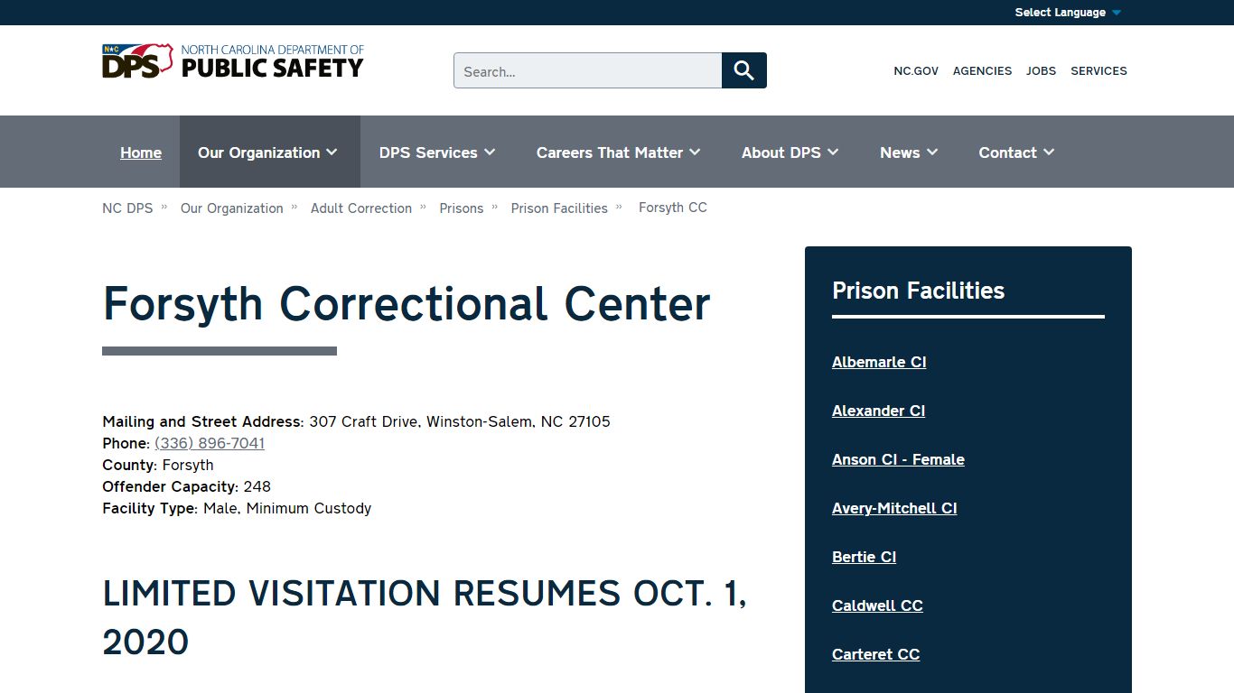 Forsyth Correctional Center - NC DPS